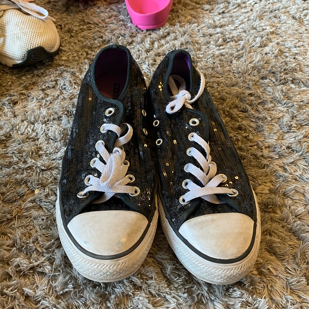 Black sequin converse